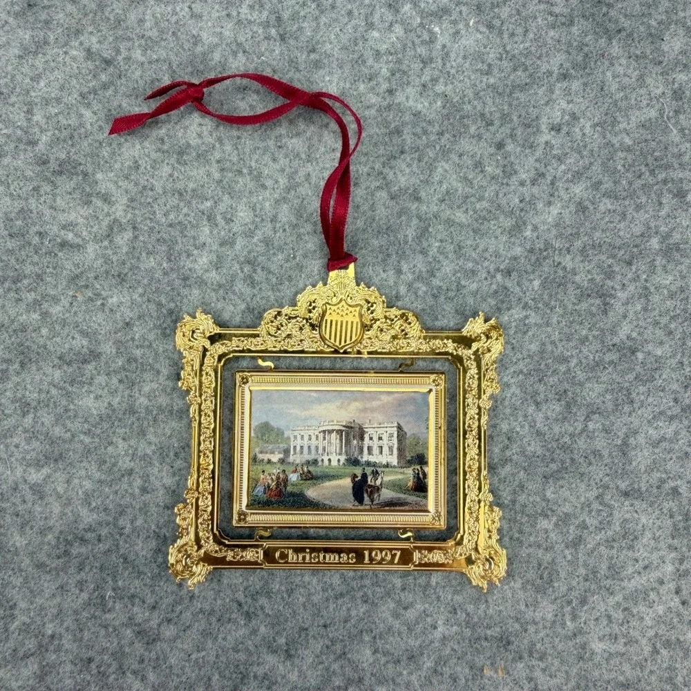 1997 White House Christmas Ornament President Franklin Pierce Gold Tone WHHA